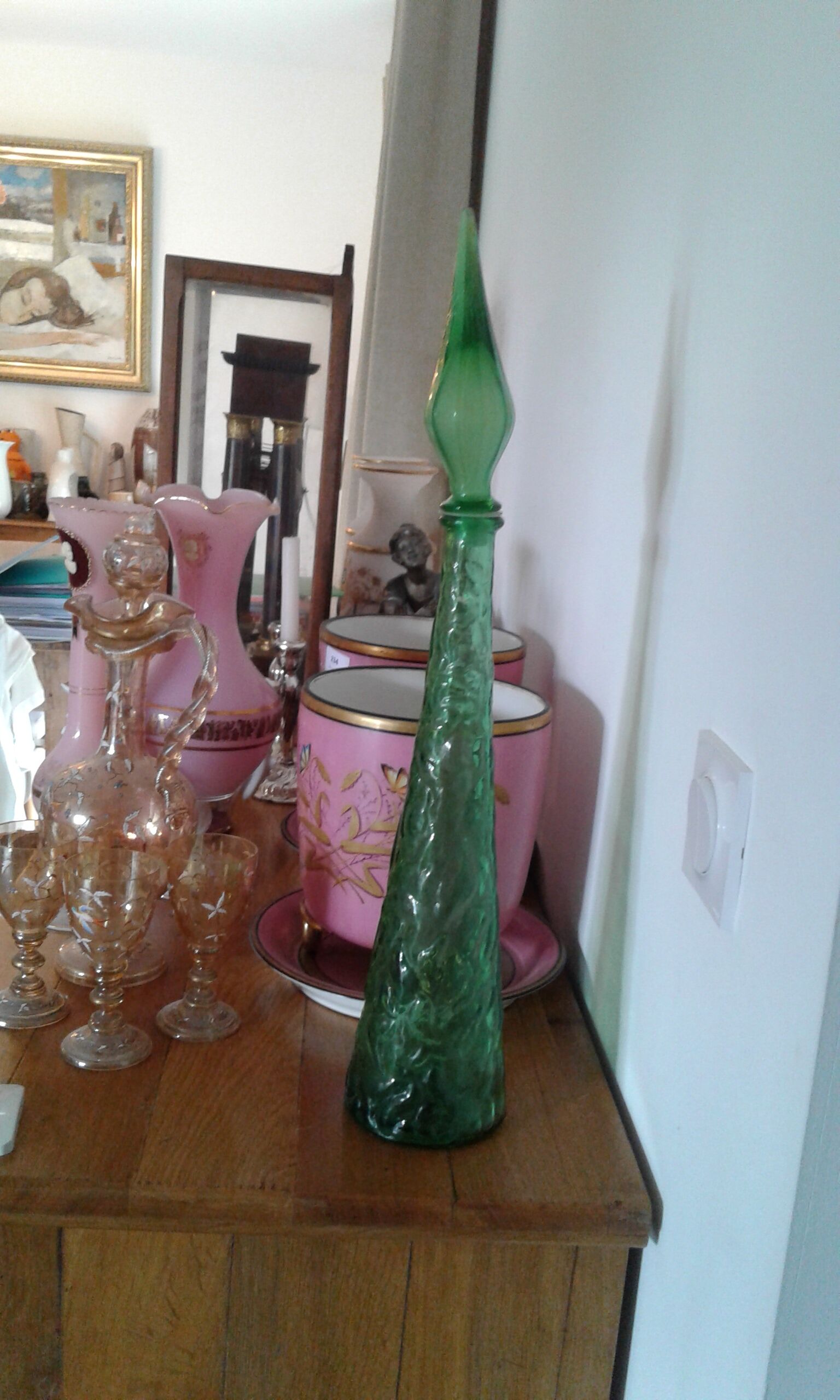 Italian bottle, green glass