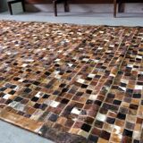 Vintage patchwork cow leather rug, 1970s