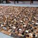 Tapis en cuir de vache vintage en patchwork, années 1970