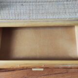 Pair of vintage 80s bedside tables in light rattan.