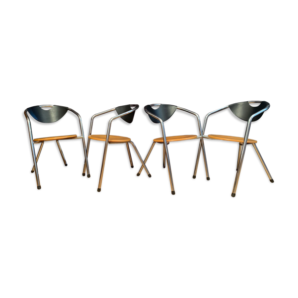 Ensemble de quatre chaises Plurima Italie années 1980 — Beyit