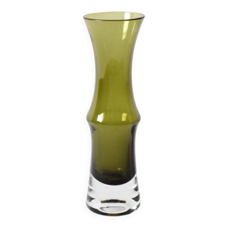 Small Olive Green Glass Vase - Tamara Aladin Riihimäen Lasi Finland 1960s