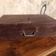 Antique wooden suitcase with lock and key