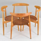 FH4103 Heart dining chairs by Hans Wegner for Fritz Hansen, Denmark 1950s