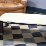 Roche Bobois Travertine and metal coffee table, 1980s