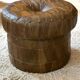 De Sede style khaki leather patchwork pouf / chest
