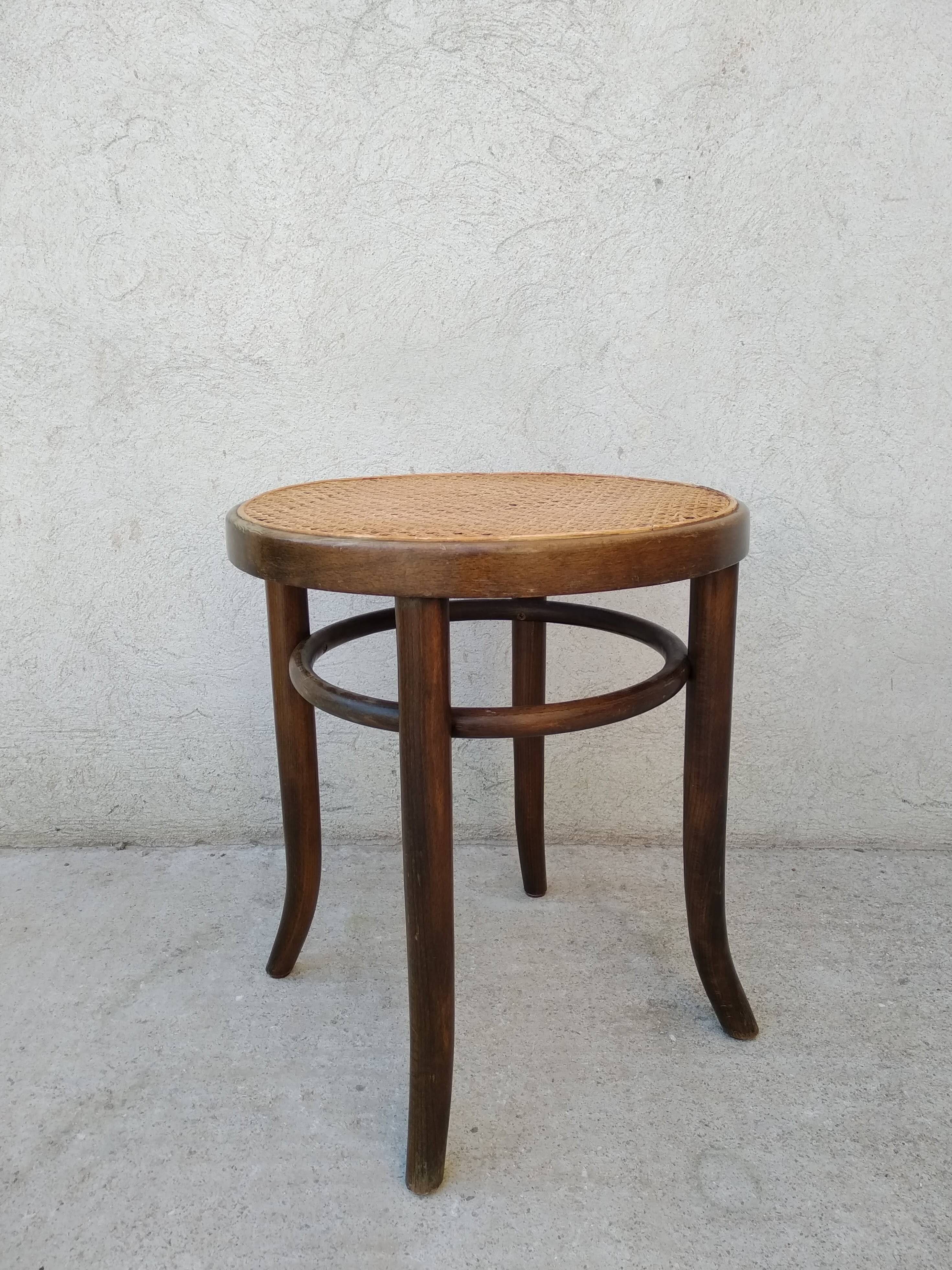 Curved wood cane bistro stool