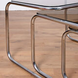 Tables gigognes chrome structure and trays smoked glass