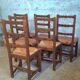 Set of 6 chairs in straw and solid wood.