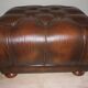 Chesterfield brown tufted leather pouffe ottoman