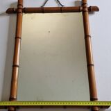 Turned wooden mirror in imitation of bamboo, from the 40s-50s, 43 x 57 cm