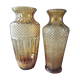 Lot of 2 large vintage vases in amber glass