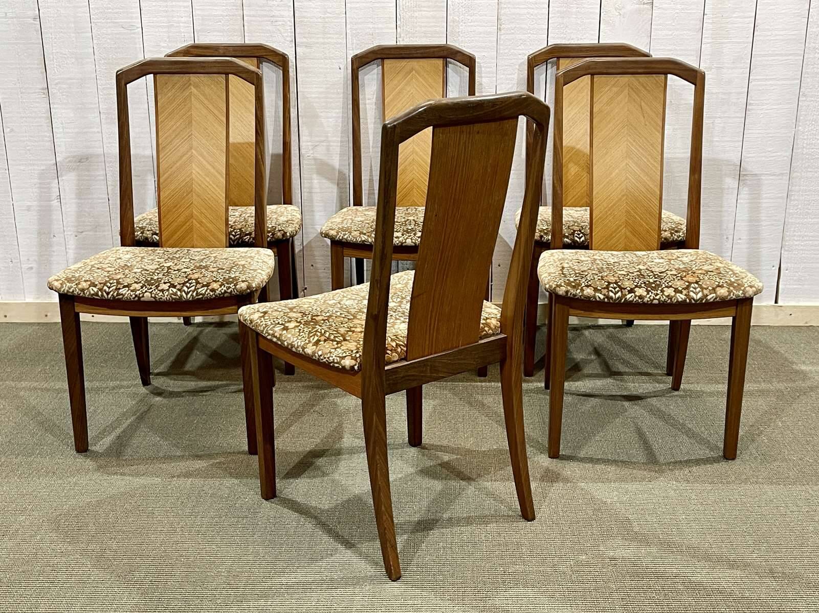 Set of 6 G-Plan teak chairs from the 1970s.