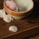 Small vintage two-tone stoneware salad bowl