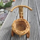 Cache pot en rotin et bambou tricycle vélo années 60 70