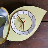Vintage formica clock asymmetrical silent wall clock "Bayard yellow"