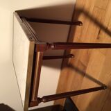 Louis XVI style side table in mahogany and white marble tray.