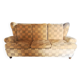 1940s club style 3-seater sofa in checked velvet fabric