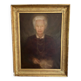 Grand portrait ancien huile sur toile encadré