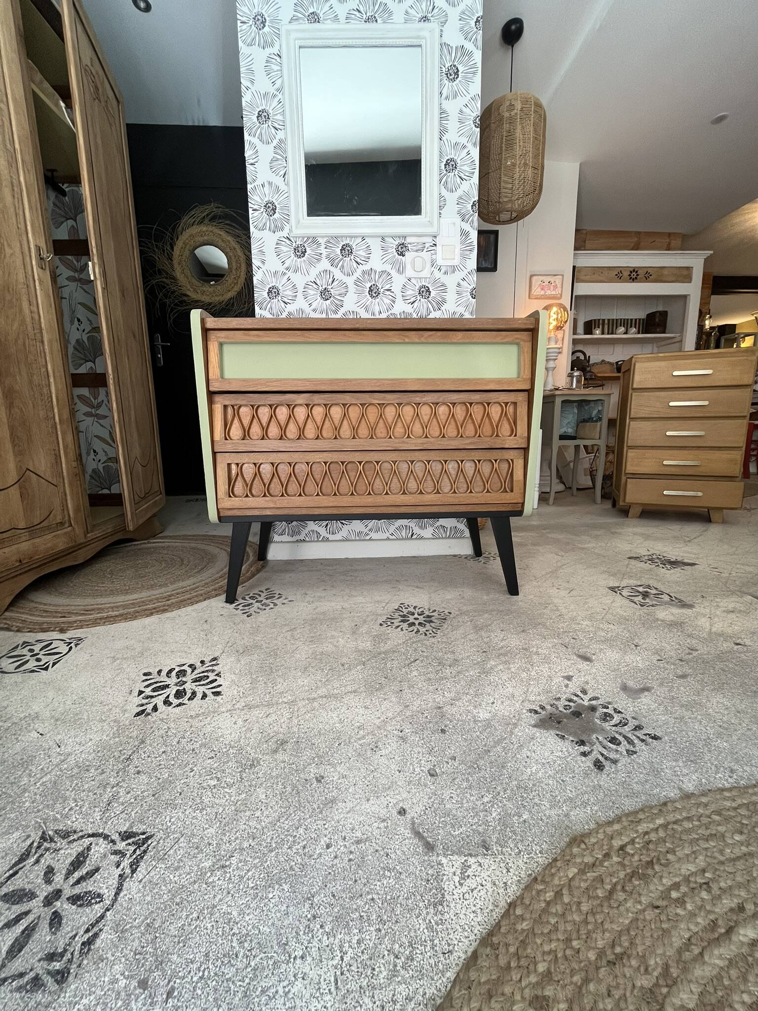 Commode en bois de style scandinave, années 50-70