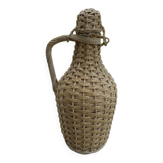 Bottle in wicker glass scoubidou