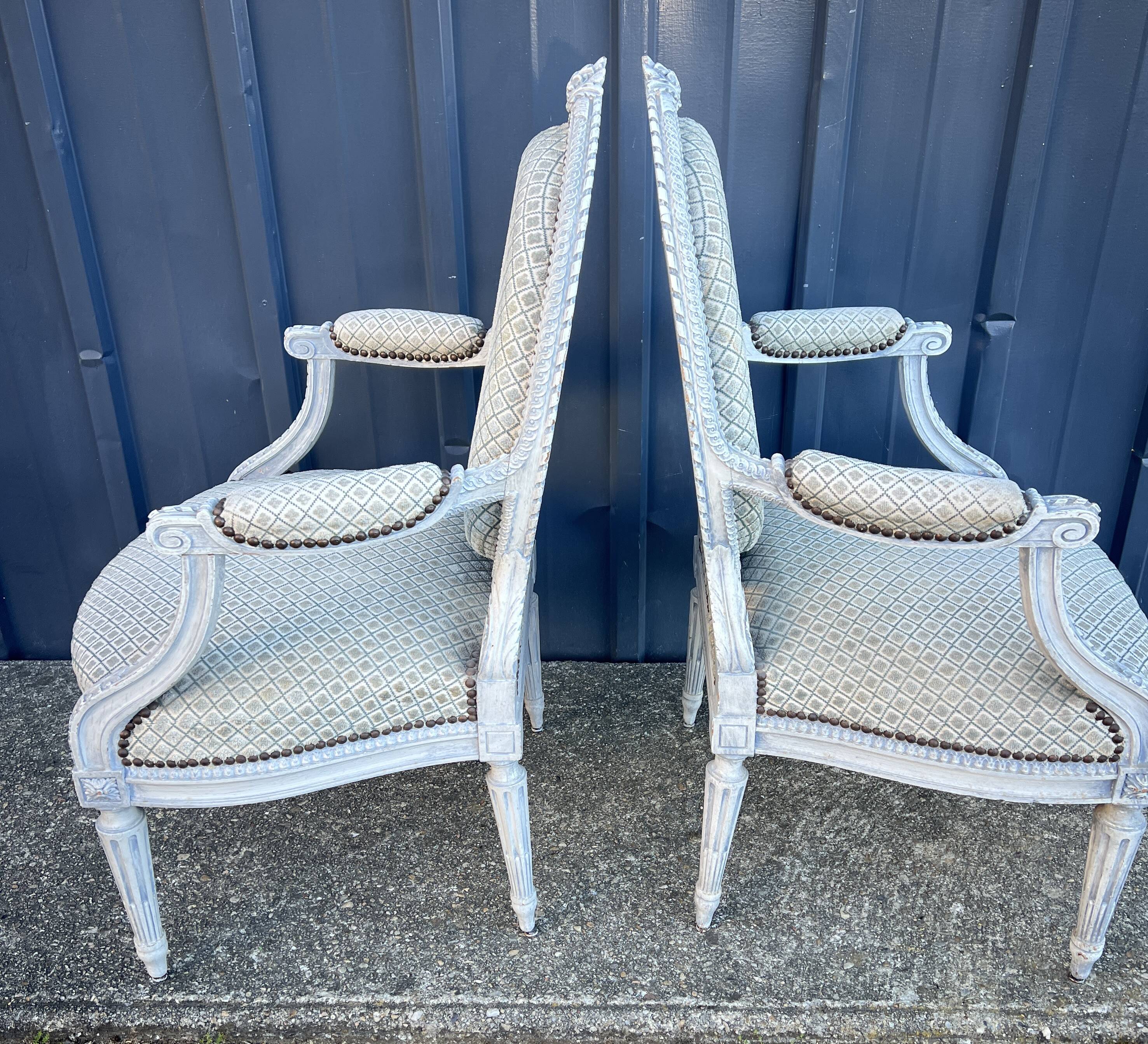 Pair of Louis XVI style armchairs