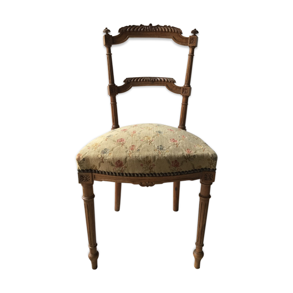 Chaise tapissée bois sculpté