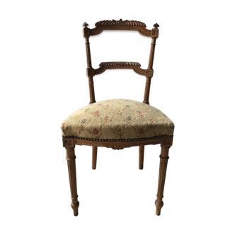 Chaise tapissée bois sculpté