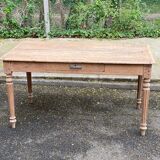 19th-century Louis XVI solid oak farmhouse table, 140cm.