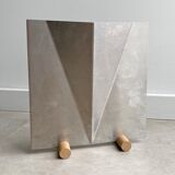 Vase Art Déco RVS avec « pieds » en bois