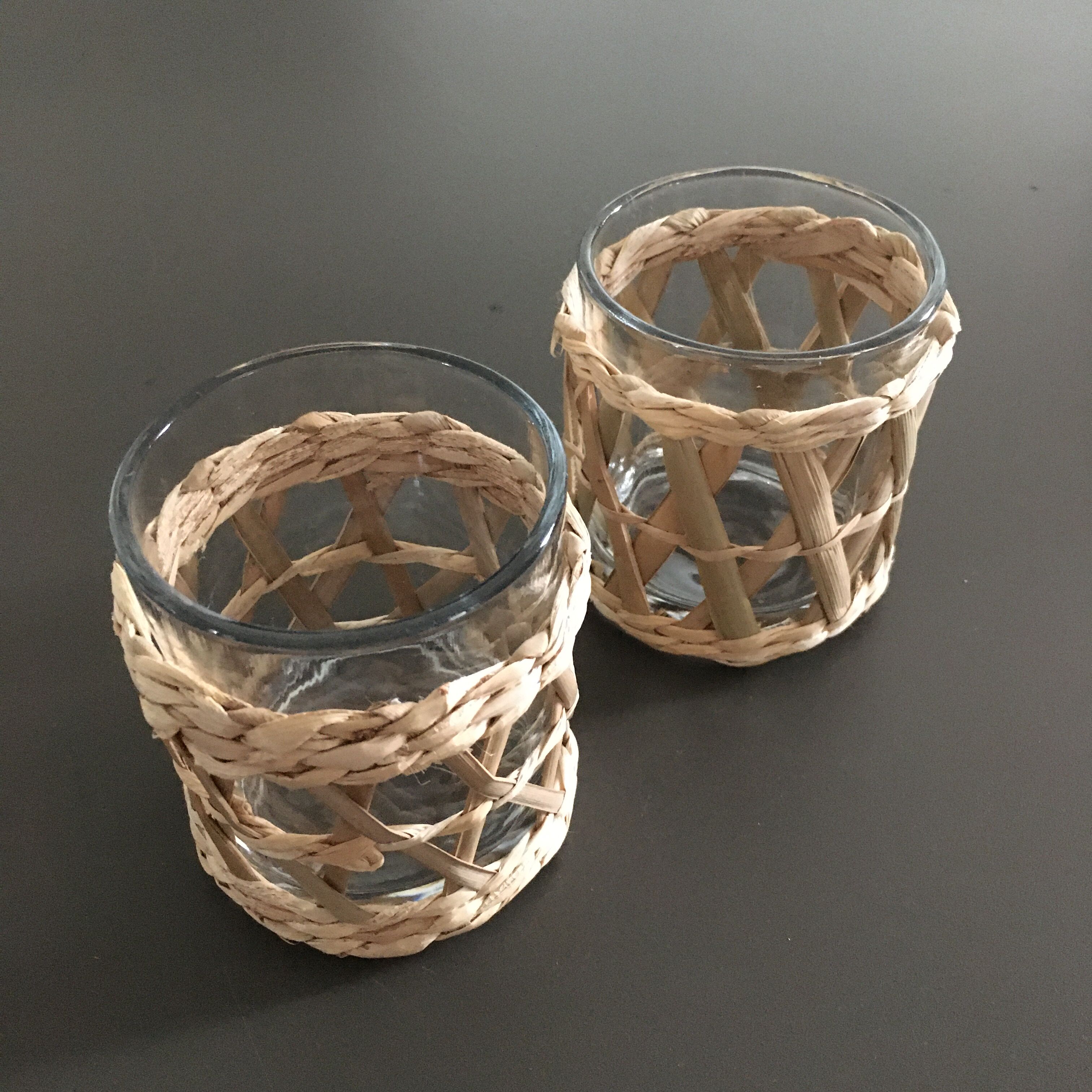 Pair of photophores with rattan