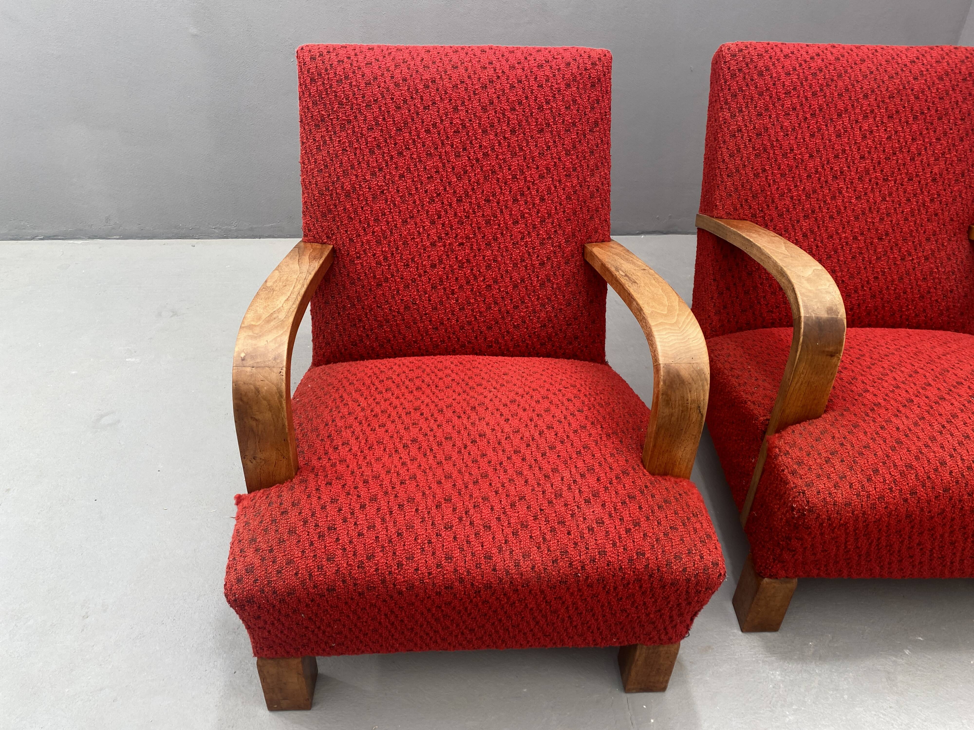 Paire de fauteuils ART DÉCO en bois courbé, années 1930
