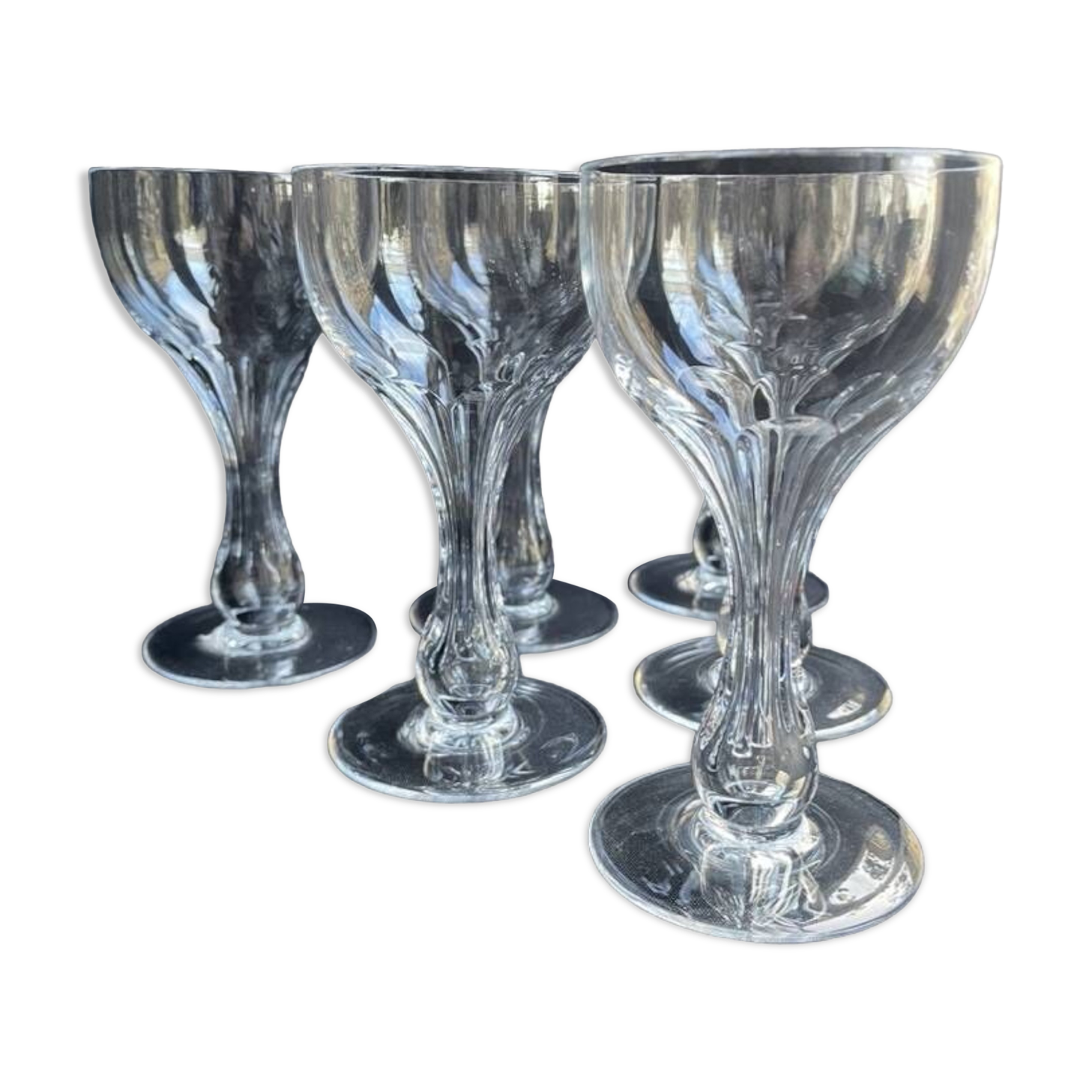 5 hollow foot champagne glasses – bayel cristallerie royale de champagne