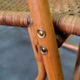 Mid-century bamboo and brass rocking chair and side table from fm, 1950s, set of 2.