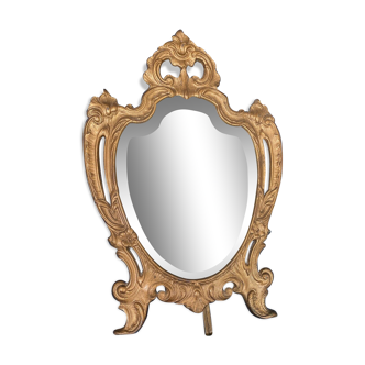 Mirror to be placed in brass metal Zamac gilded louis XV style 36x25cm