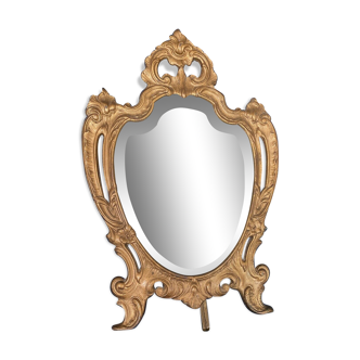 Miroir à poser en laiton métal Zamac dorée style Louis XV 36x25cm