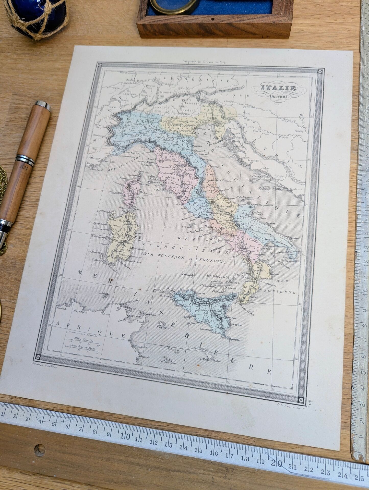 L'Italie ancienne, carte ancienne, imprimée en 1852.