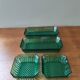 Set of 4 vintage green glass dishes