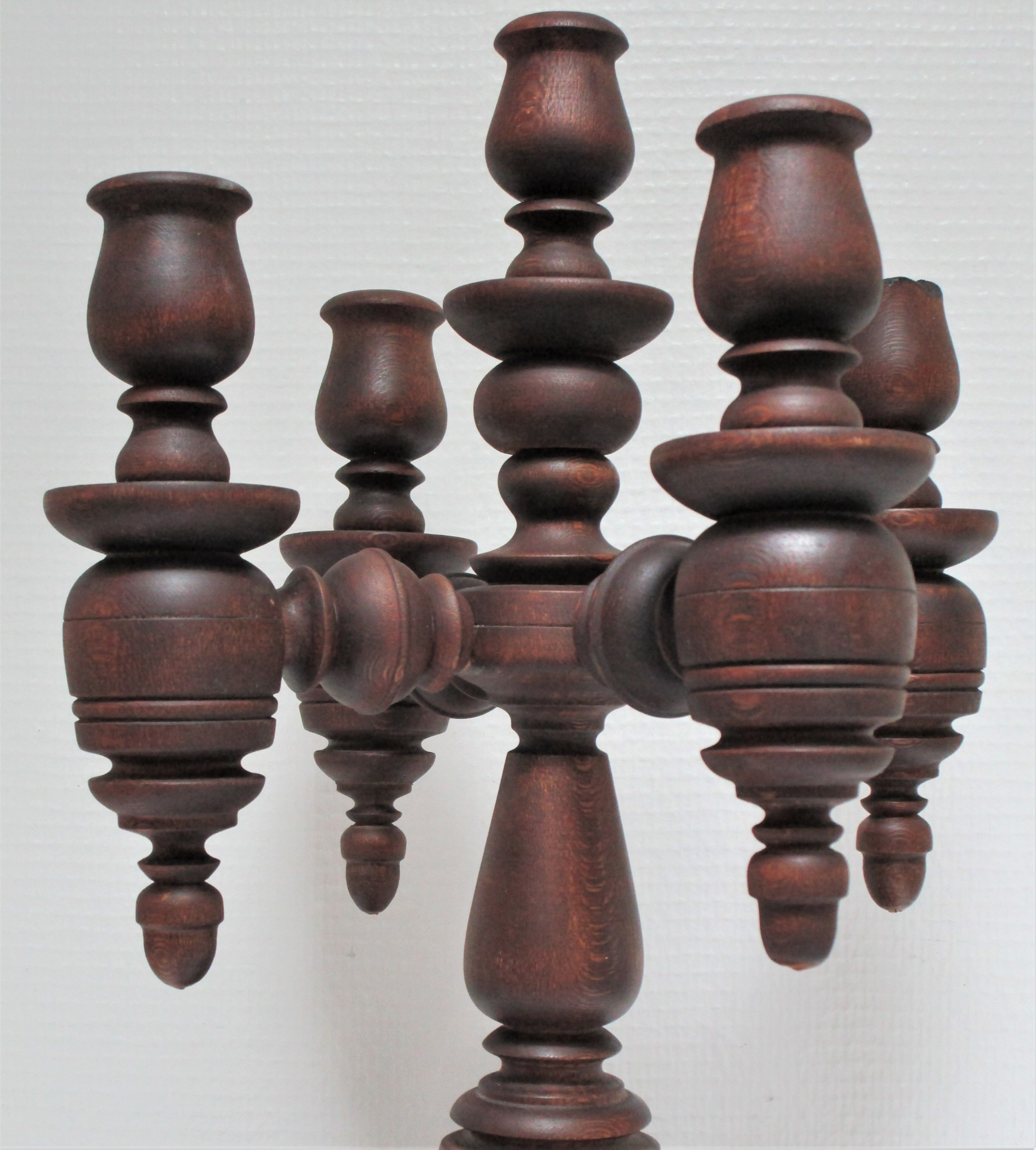 Chandelier solid wood turned stamped