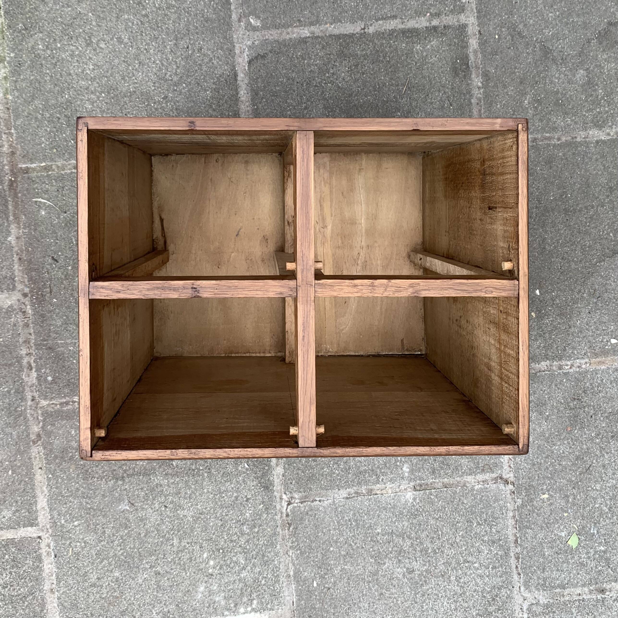 Old wooden desk cabinet - 4 drawers