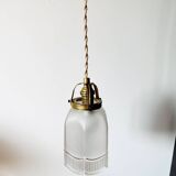 Glass portable lamp, 2 M braided fabric cable, porcelain rosette