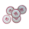 5 flat plates with red flowers