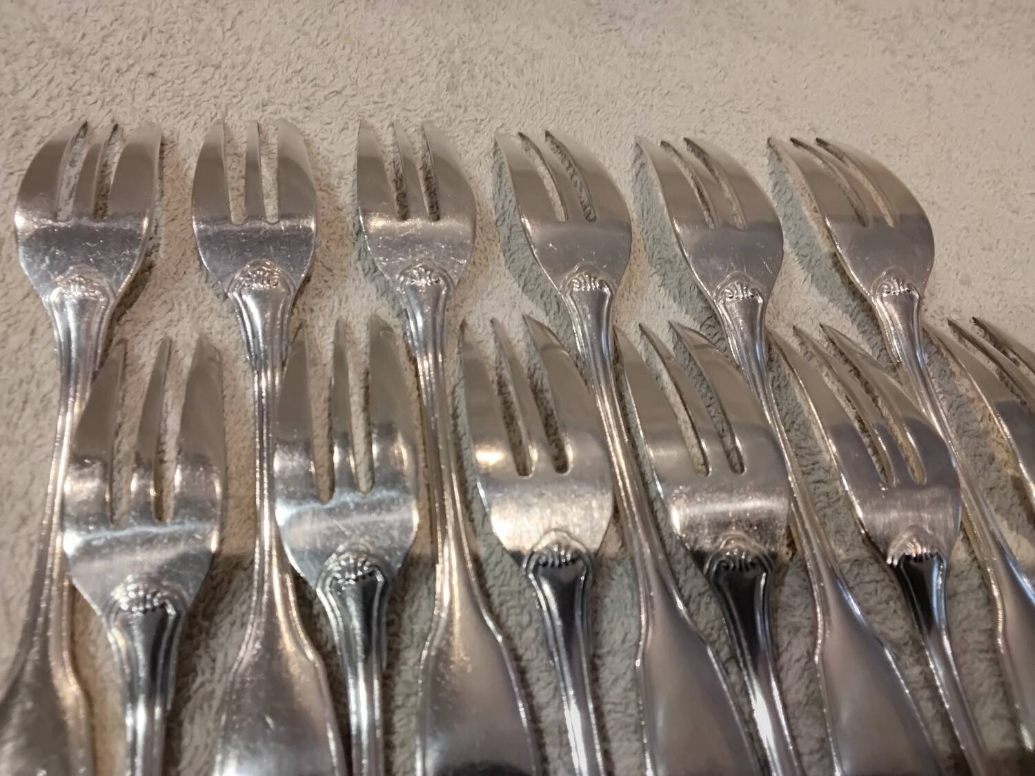 12 silver-plated cake forks, Christofle Vendome goldsmith