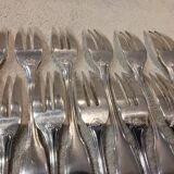 12 silver-plated cake forks, Christofle Vendome goldsmith