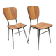 Pair of Vintage Chrome and Wood Chairs - 1980s - Formica