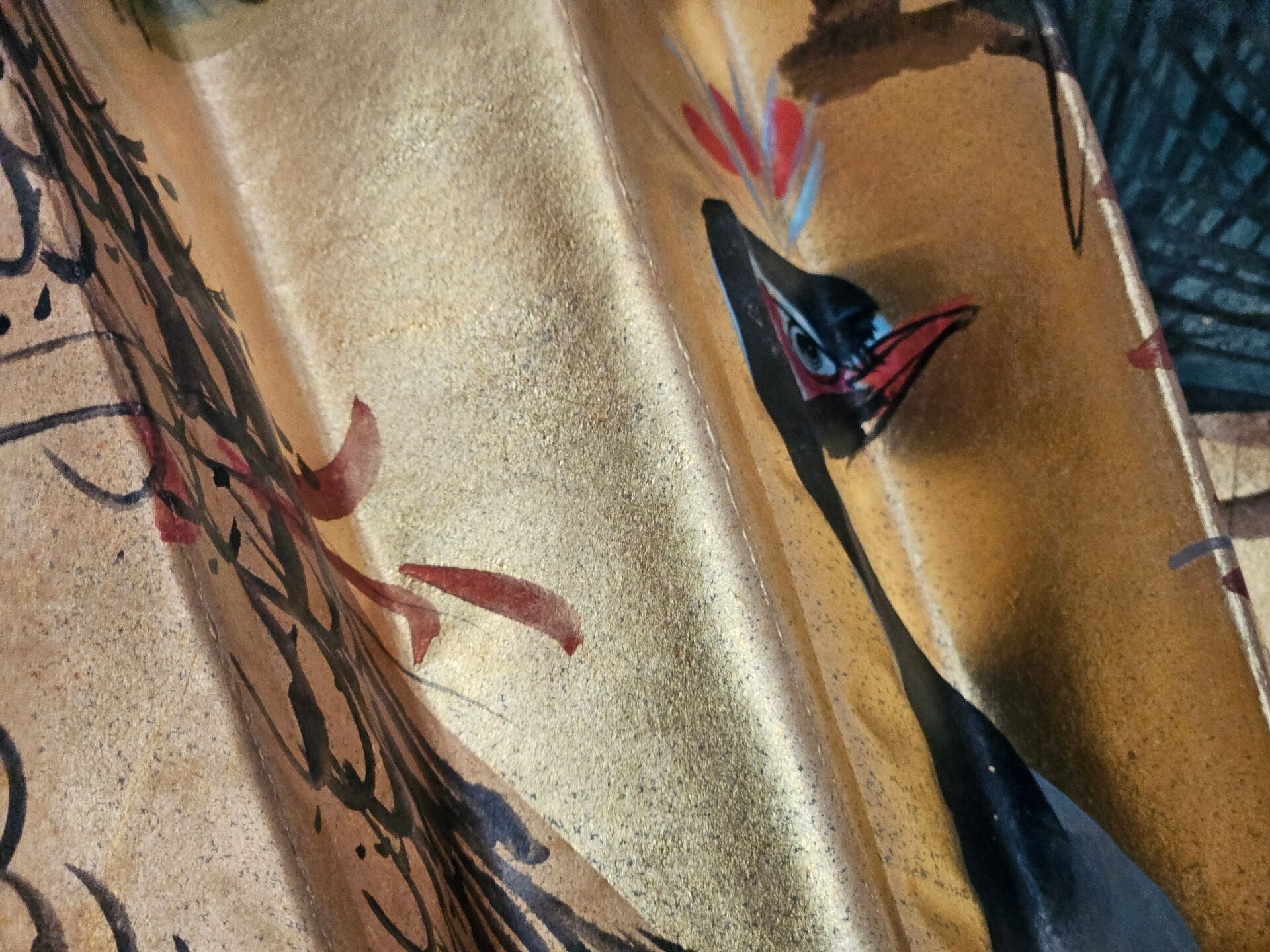 Large vintage hand-painted Japanese fan