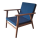 Danish teak lounge chair with sea blue-green fabric, 1960s