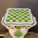"Elephants" design chess table, enamelled, hand-painted.