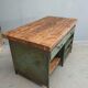 Industrial workbench kitchen island sideboard sea green with drawers