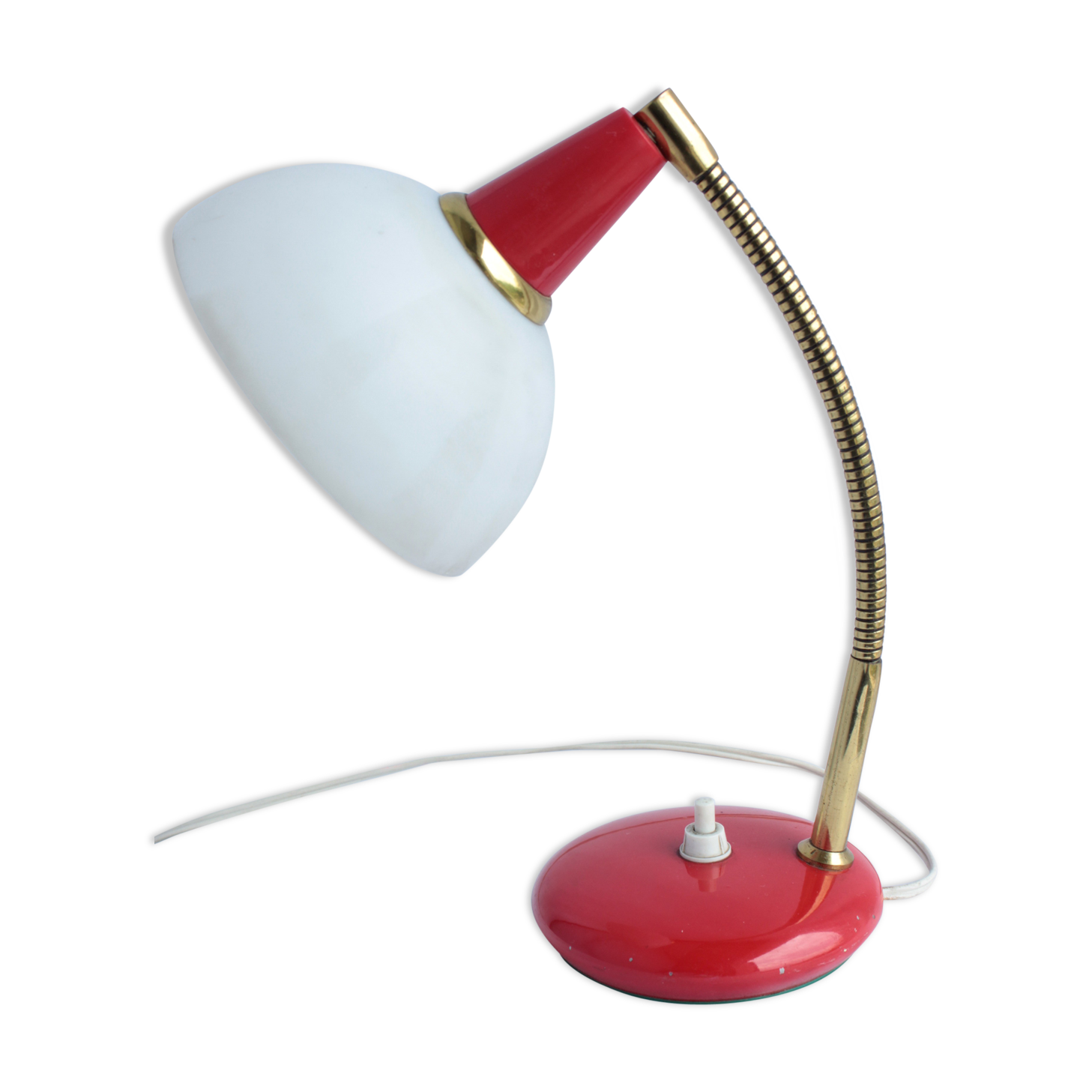 Office lamp or bedside made in italy from the 60's red and white color